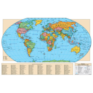 World Map 72119 education laminated 356x356